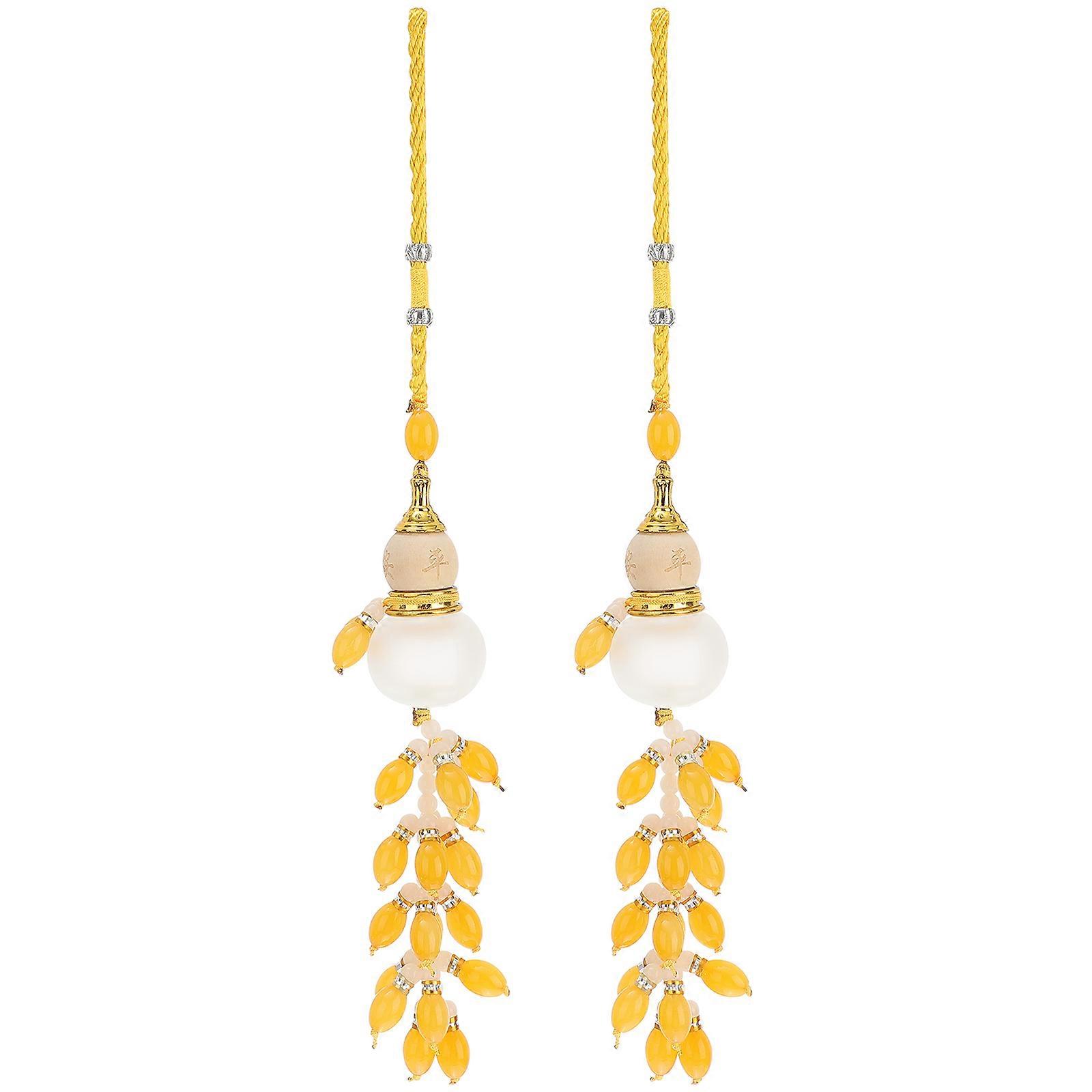 White Jade Car Pendant Perfume Pendant Hanging Decor Durable Gourd Design for Decoration 2pcs