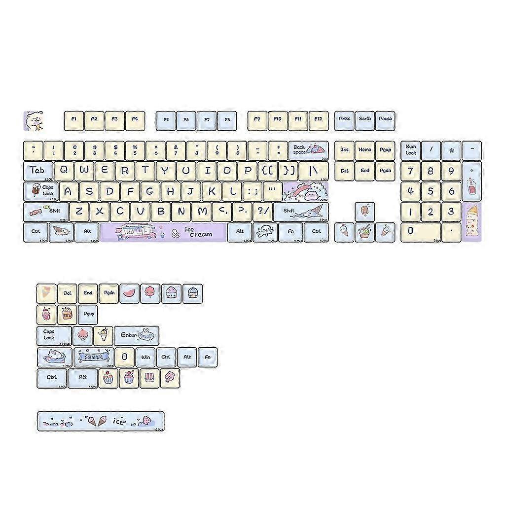 XDA Profile Keycaps 133Keys Ice Cream Theme Thick PBT For Gaming Mechanical Keyboard DIY for Girls Keypad Keycaps
