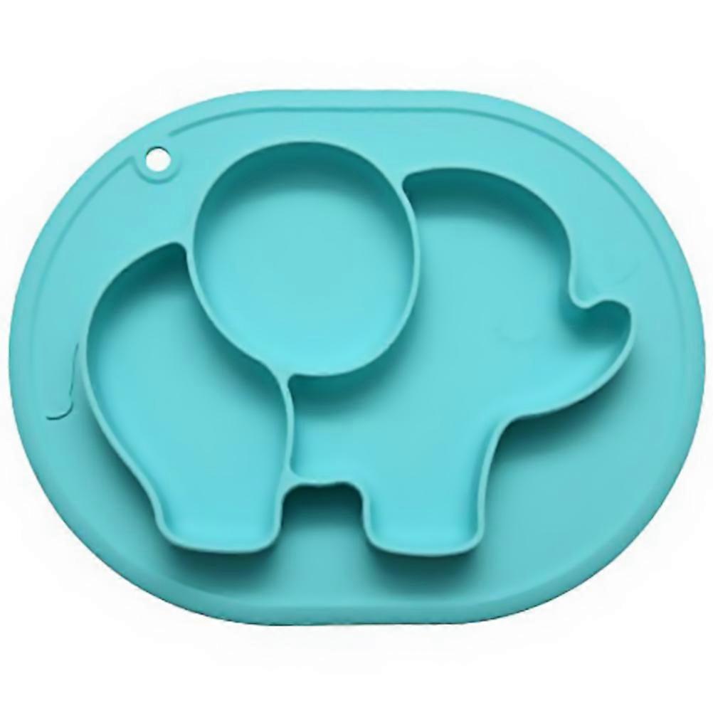 Blue Silicone Baby Dinner Plate with Compartment for Children Use and Durable 7.8 inches