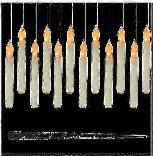 زينة الهالوين ، 12 قطعة شموع عائمة مع عصا سحرية عن بعد ، 6.6 "شموع تفتق معلقة عديمة اللهب ، وامض ضوء دافئ الشموع LED ديكور