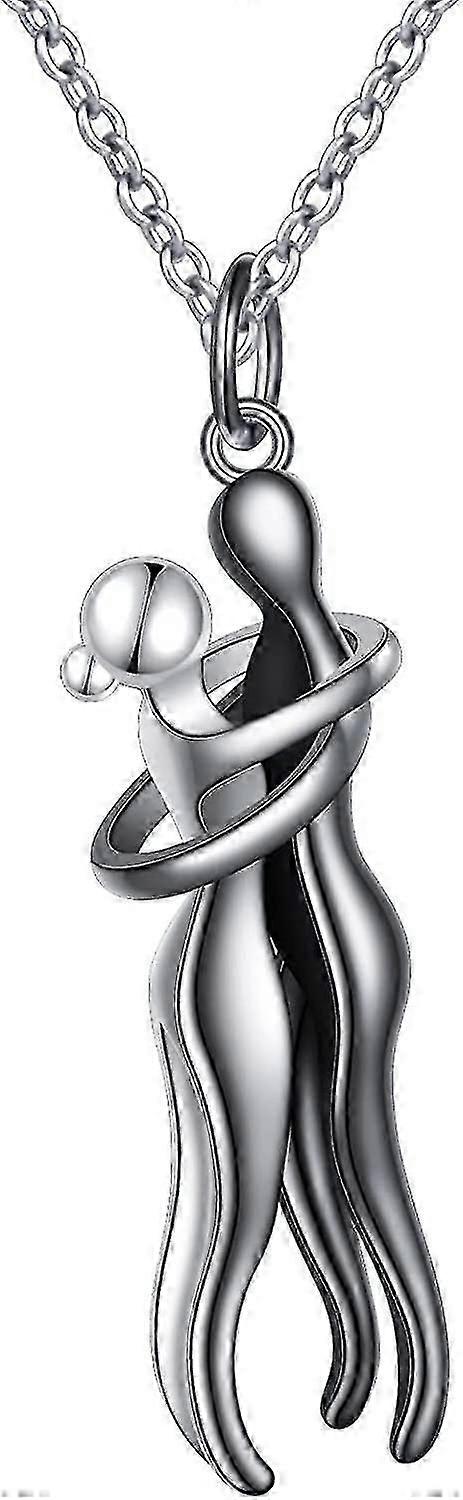 Hug Couple Colier S925 Sterling Silver Hugging Colier bijuterii iubite pentru el și ea, iubit Valentines Day Cadou / YY