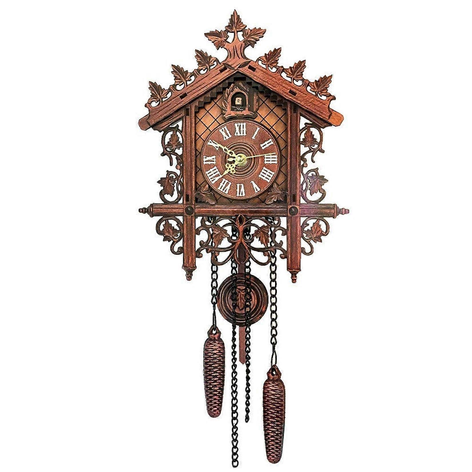 Cuckoo Clock Quartz Pendulum Wall Clock for Home and School Decor Retro Deer Head Decorative