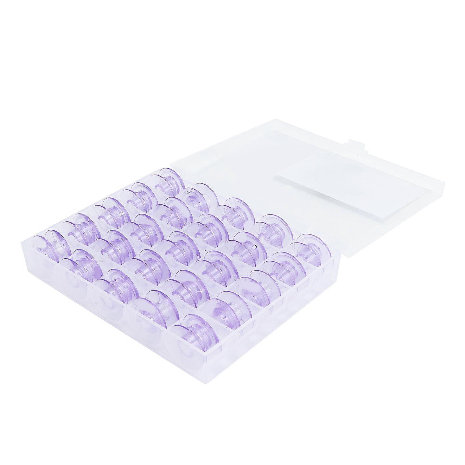 25pcs Purple Plastic Sewing Machine Bobbins with Storage Box