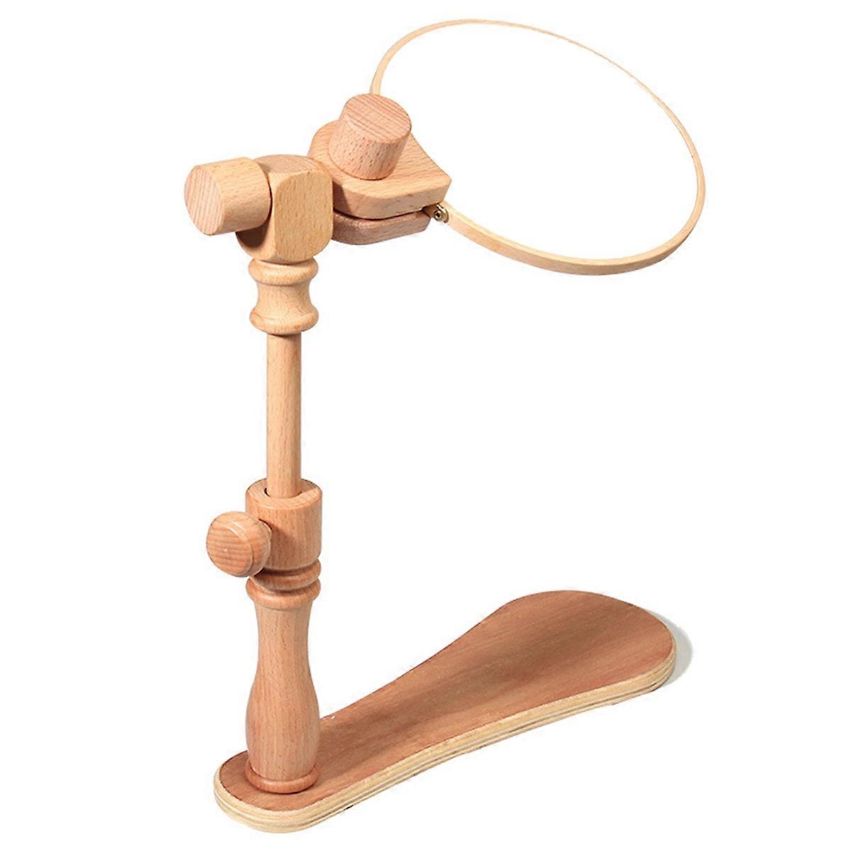 Embroidery Hoops Stand Adjustable Hand Stand Versatile Beech Wood Holder Rotary Hoop Holder Embroide