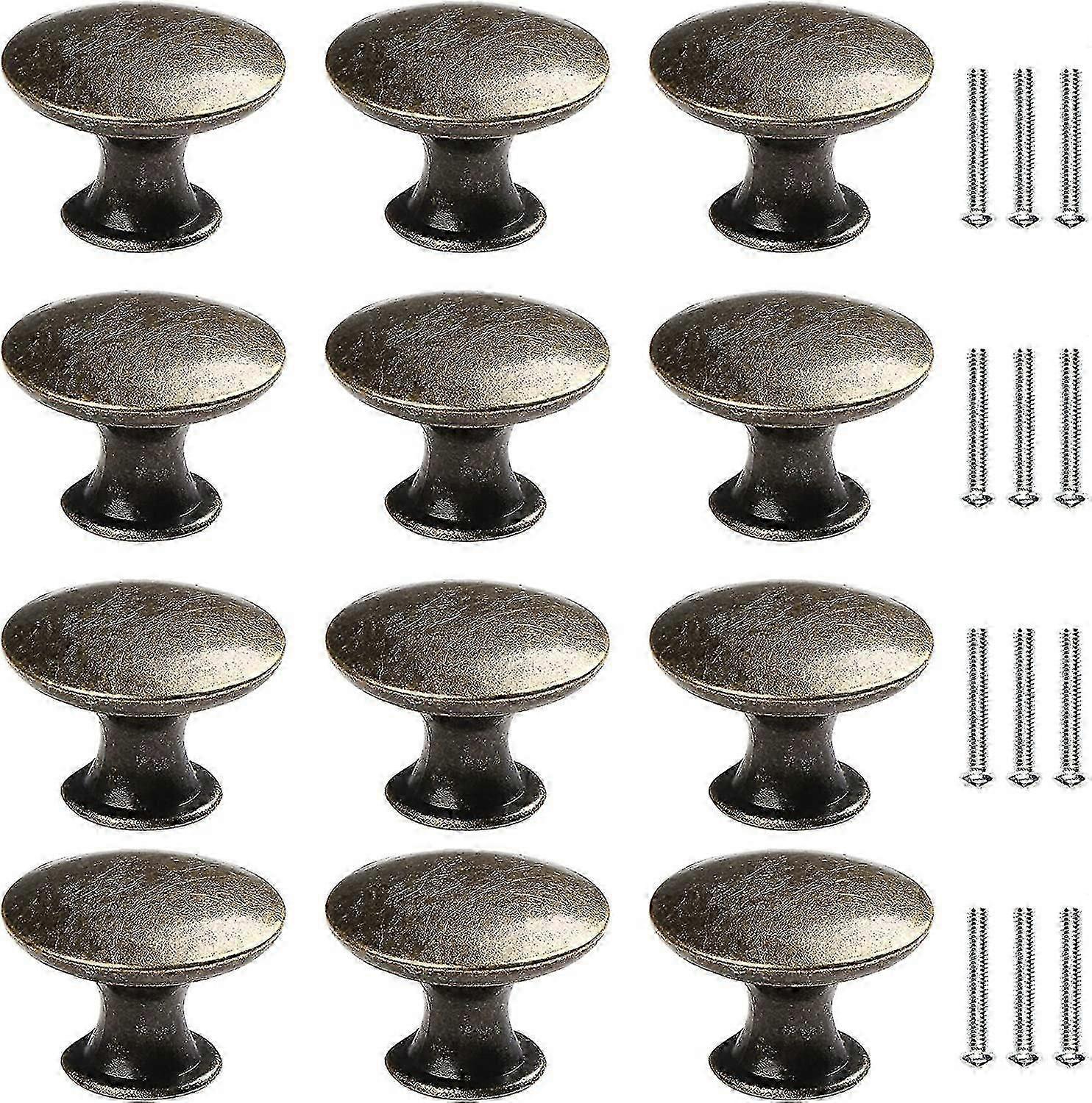 New,suitable 12 Pcs  Round  Cabinet Knobs Vintage Drawer Knobs Brass Cabinet Pulls Door Knobs For Closet Kitchen Be
