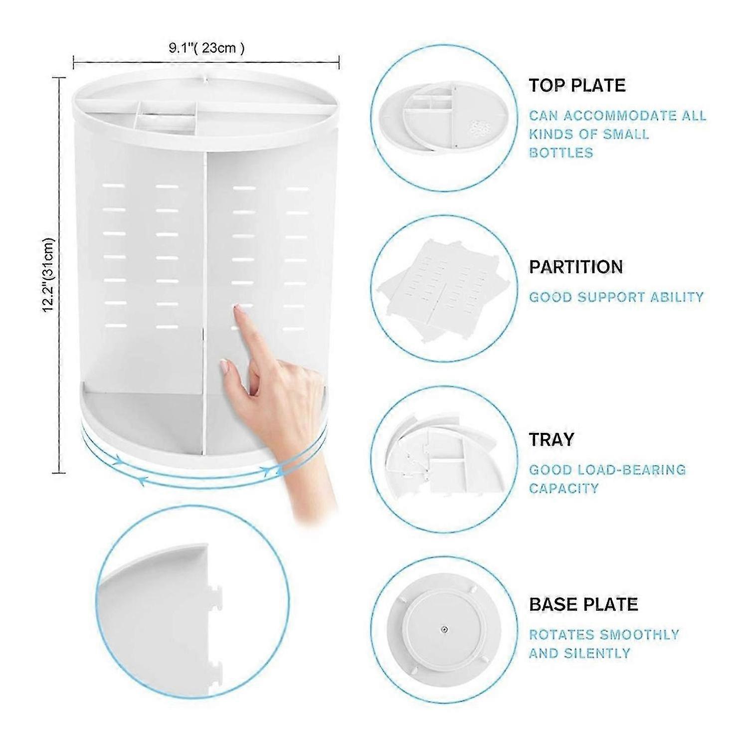 360 Rotating Makeup Organizer, Adjustable Makeup Holder, A