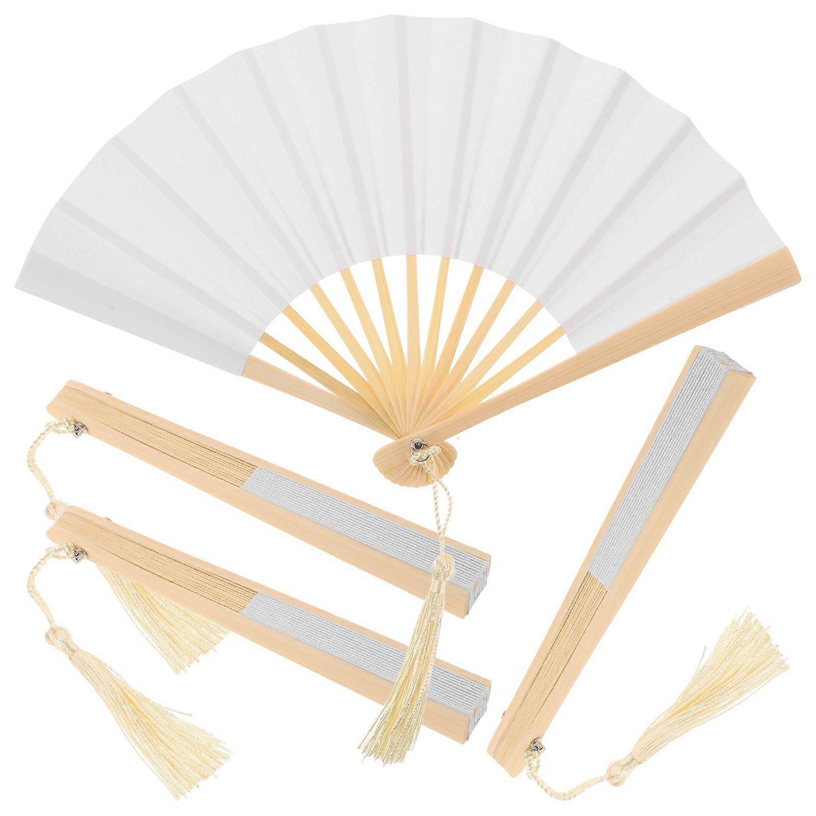 4pcs Mini Folding Fans for Dolls Blank Handheld Paper Fans Photography Props Paper Small Folding Fans Decorative Fan Dolls Fans