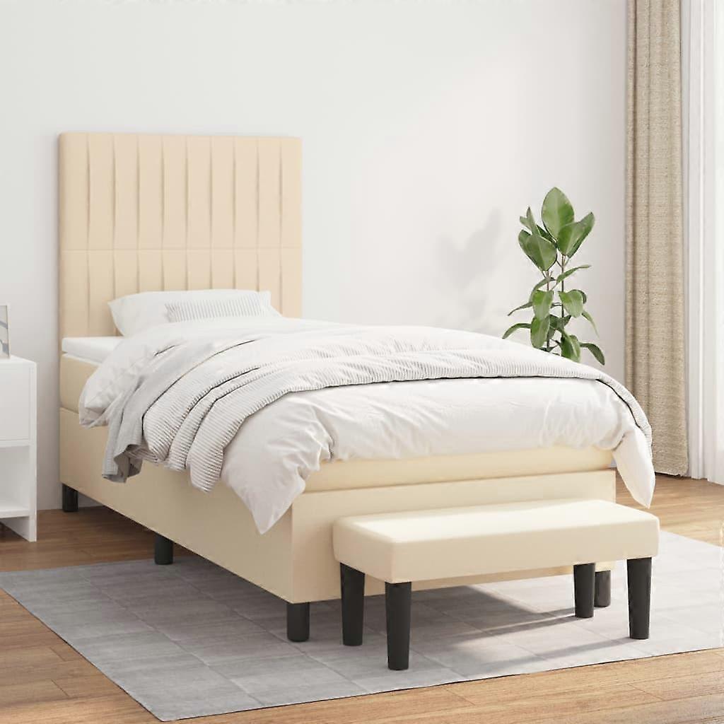 Boxspringbett mit Matratze Creme 80x200 cm Stoff
