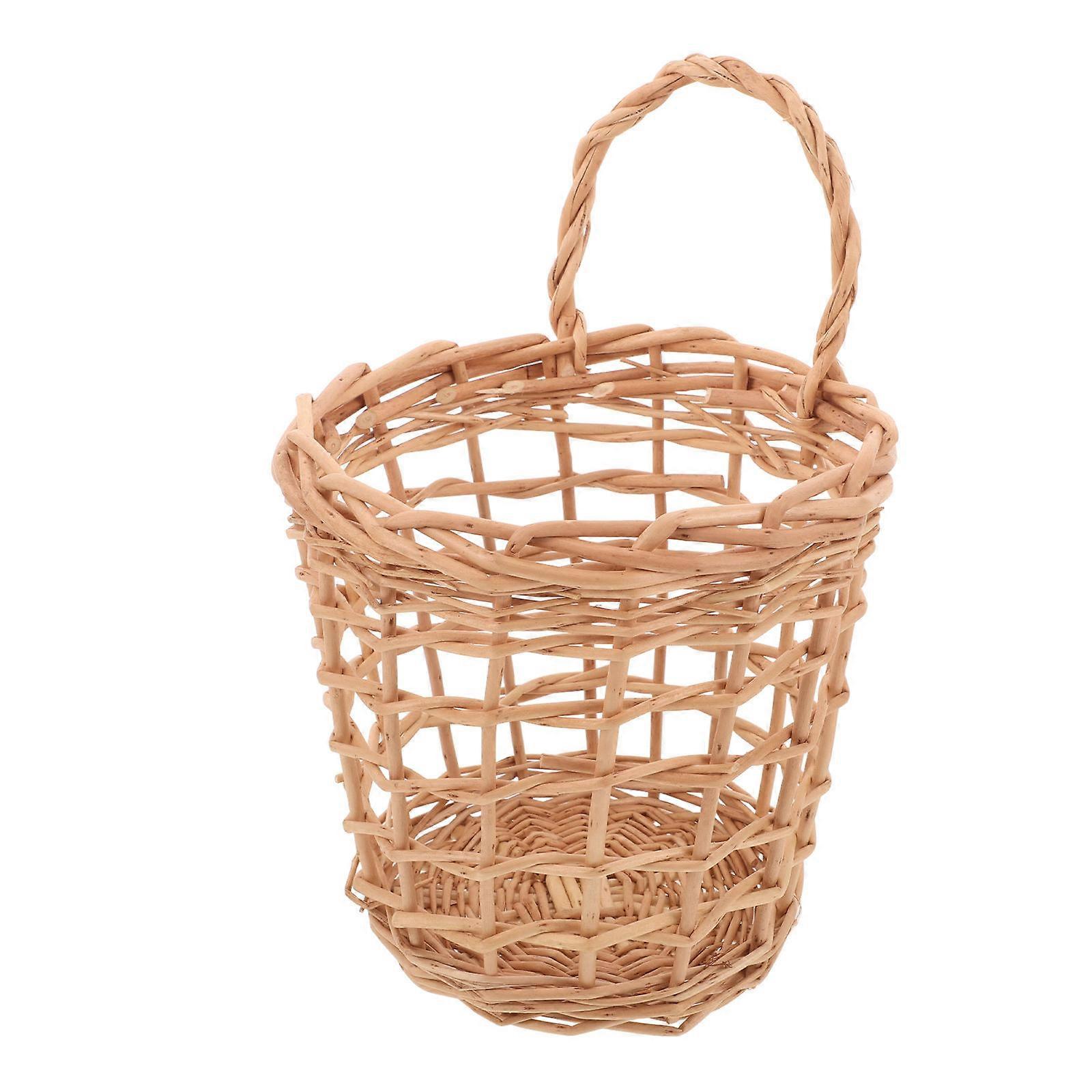Rustic Wall Decor Woven Craft Basket for Kitchen Use Storage Container Beige Round Shape 27.00X19.00X18.50CM 1Pcs
