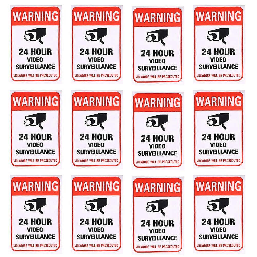 Alarm Notification Sticker 20Pack Video Warning Sign Rectangle Red Wall Signs Outdoor Use General Public Fading Proof