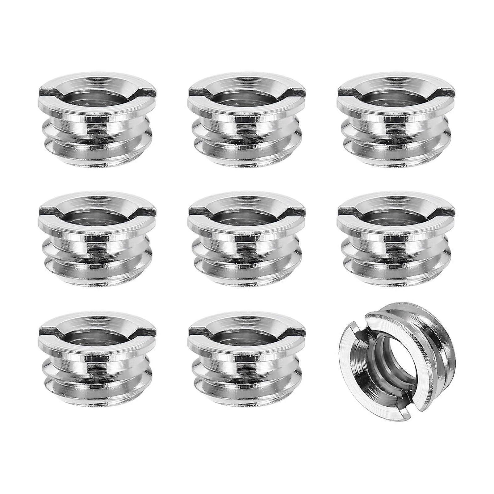 9pcs 1/4' Female to 3/8' Male Thread Reducing Adapters For Tripod Monopod Camera, Carbon Steel, Silver Finish