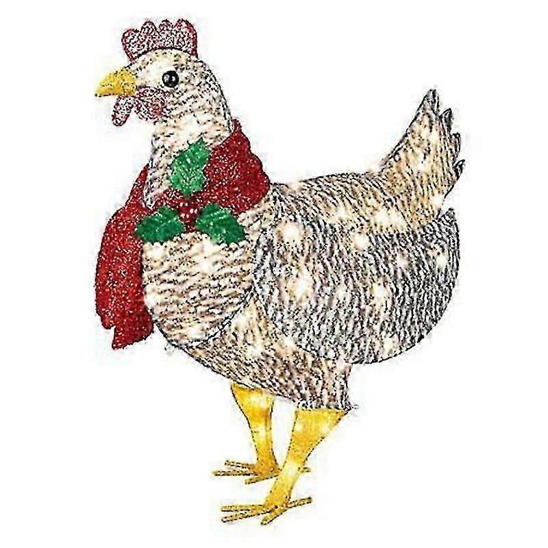 1pc Light-up Chicken With Scarf Holiday Decoration Led Christmas Outdoor Decorations Christmas Ornaments With Light Xmas Yard Art