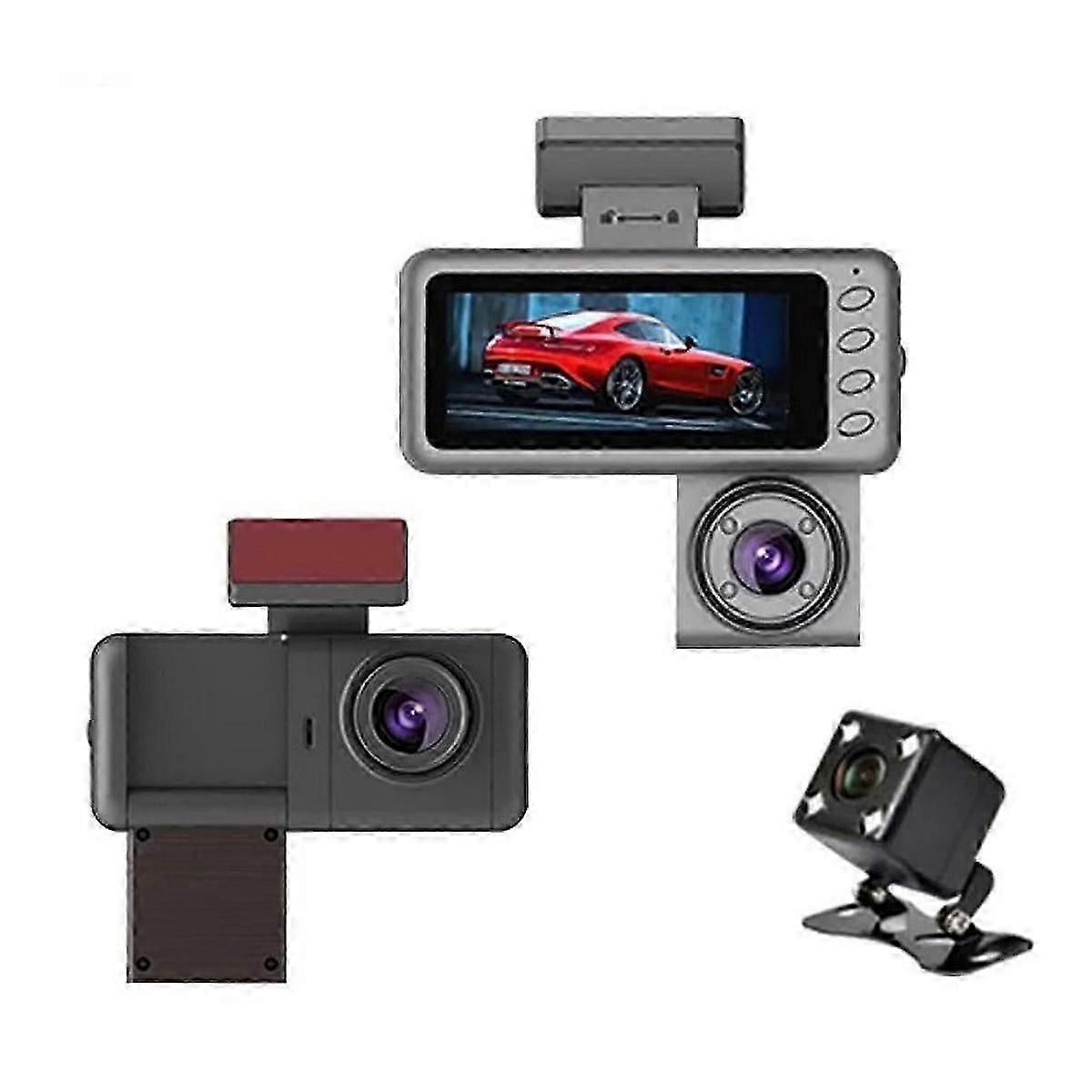 Wireless Dash Cam Front and Rear High Definition 1080P Three Record Driving Recorder with Wifi Connection Mobile Phone Interconnection Infrared Night