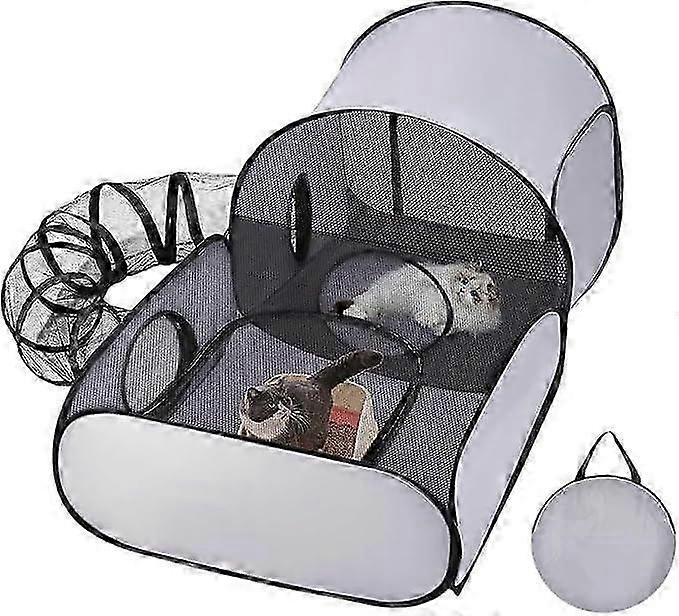 Portable Outdoor Cat Playpen with Interactive Tunnel - Ideal Play House for Cats and Puppies on the Go