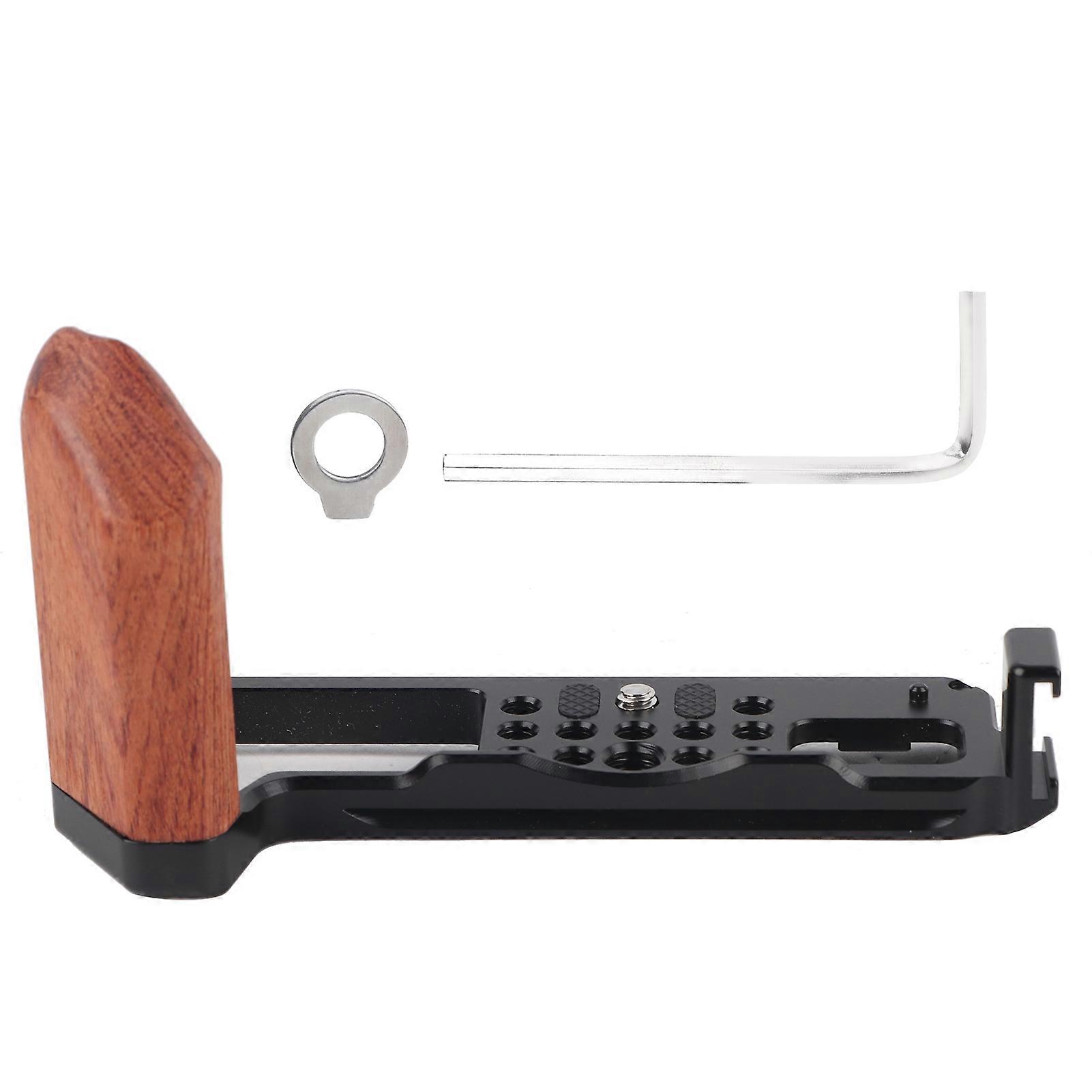 Wooden Handle L Quick Release Plate Microphone Expander Cage Base for Fuji XT4 Camera