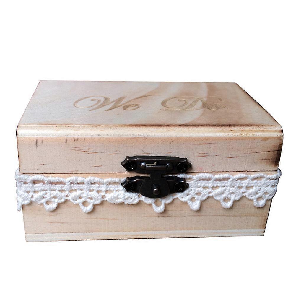 We Do Ring Box Rustic for Ring Bearer Wedding with Wooden Material