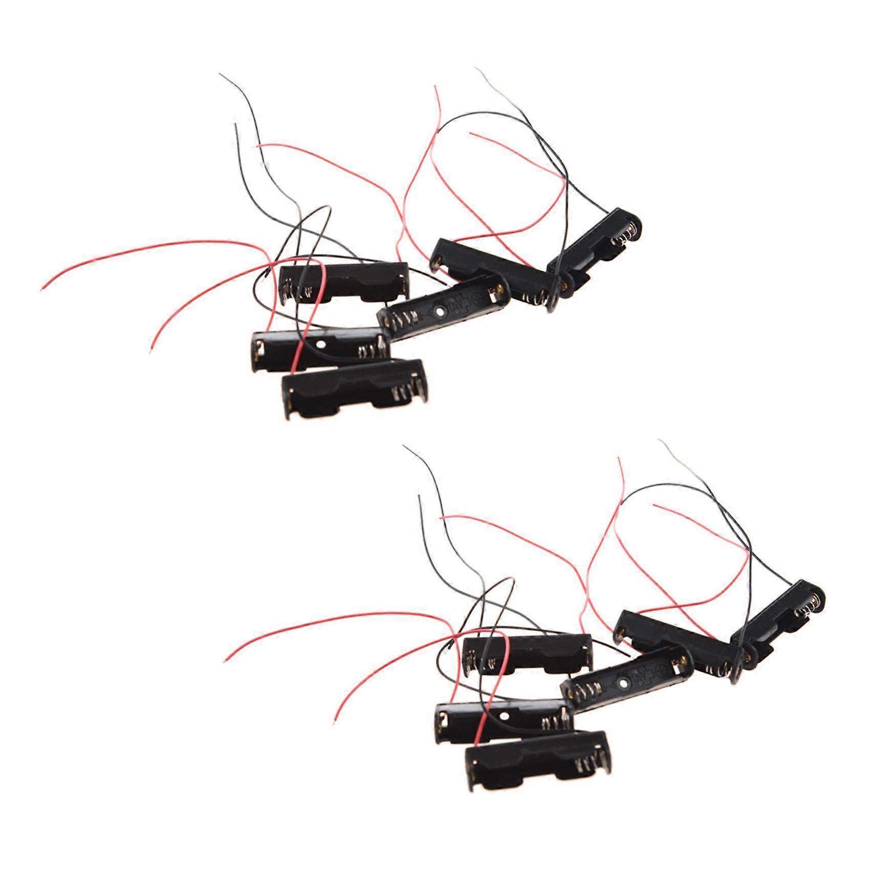 12Pcs Wired Connector 1.5V AAA Battery Holder Plastic Case Storage Box Black