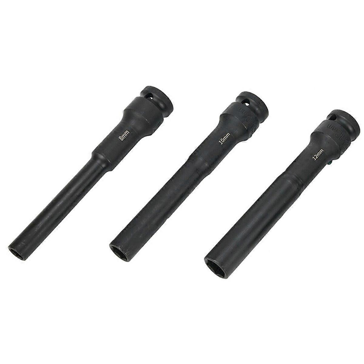 3PCS 1/2 Drive Hex Socket Head Impact Wrench 8/10/12mm Adapter Spanner Converter Square Hole for Pneumatic Air Tool
