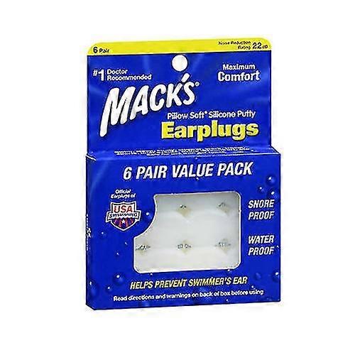 Mack's Pillow Soft Silicone Putty Earplugs, 6 Pair (Pachet de 1)