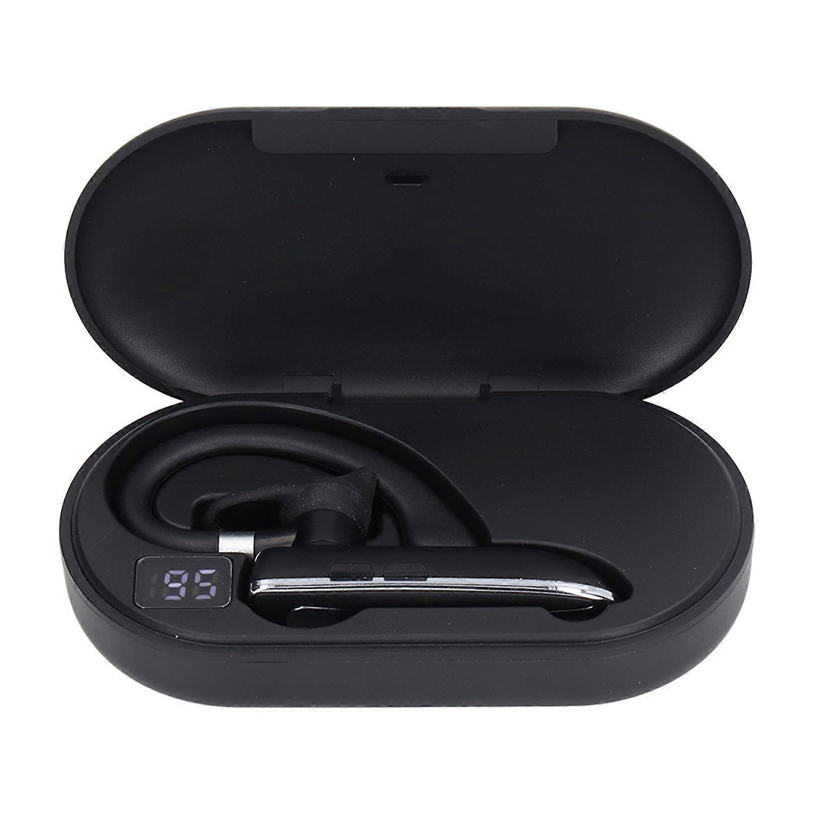 Bluetooth Earpiece Noise Cancelling Hands Free Rotatable Single Ear Wireless Headset with Charging Case for Sports Work