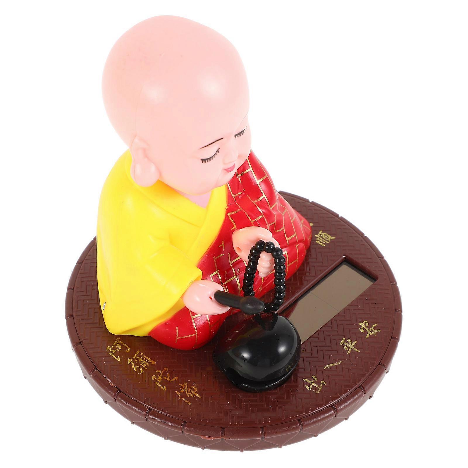 Solar Powered Buddha Monk Toy for Home Car Dashboard Decoration