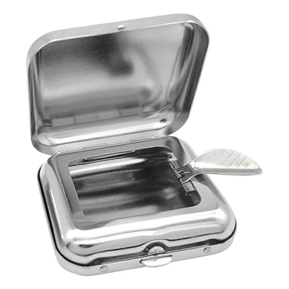 Portable Metal Mini Ashtray with Lid for Butt Storage 2Pcs