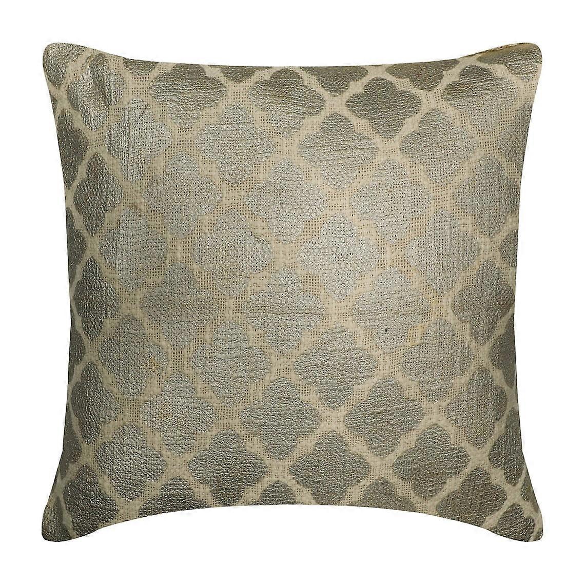 Custom Pillow Case, Silver 12"x12" (30x30 cm), Burlap Trellis & Geometric Moroccan Pattern Throw Covers for Couch - Painted Trellis
