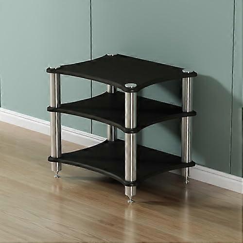 AV Media Stand 4Tier Wooden Console Shelf For Record Player And HiFi Tower Rack 60x48x62 cm