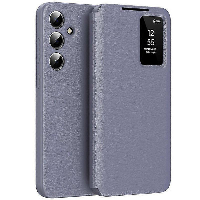 Étui en cuir pour Samsung Galaxy A56 5G avec porte-cartes et fenêtre Smart View, vert