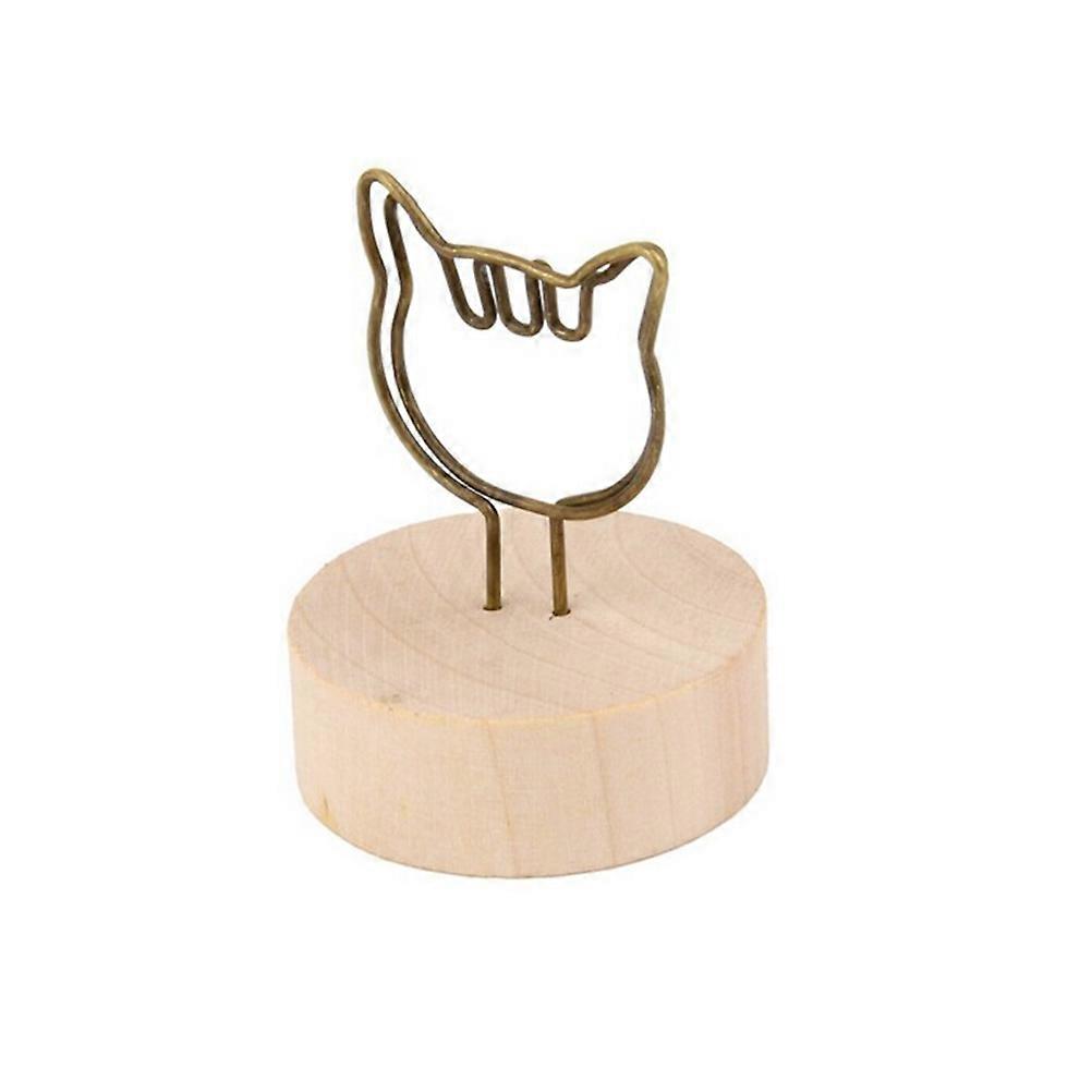Memo Photo Holder Wooden Base for Paper Notes with 2Pcs Cat Shape Clips