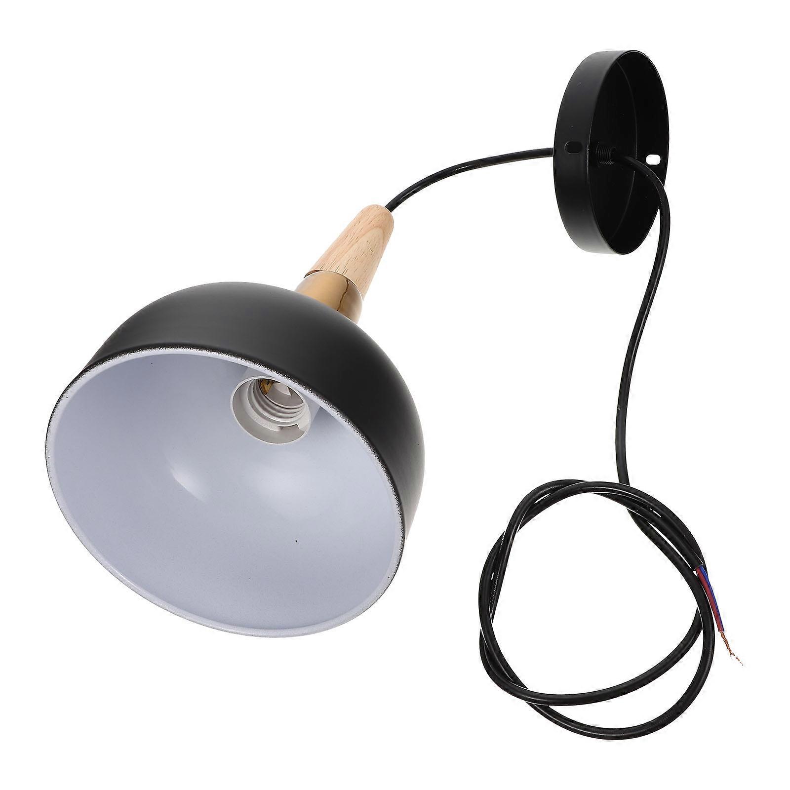 Black Wooden Metal Single Head Ceiling Light for Cafe 3Pcs Set