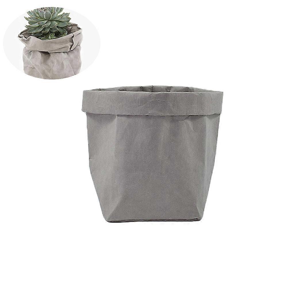 Washable Paper Bag Planter Decorative and Storage Solution for Gardeners Homeowners Rectangular Shape Grey 1Set