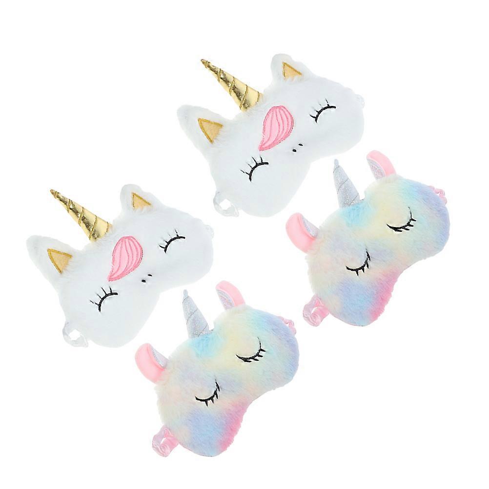 3D Animal Eye Mask For Women With Cute Unicorn Design Adjustable Elastic Strap Soft Material 4Pcs