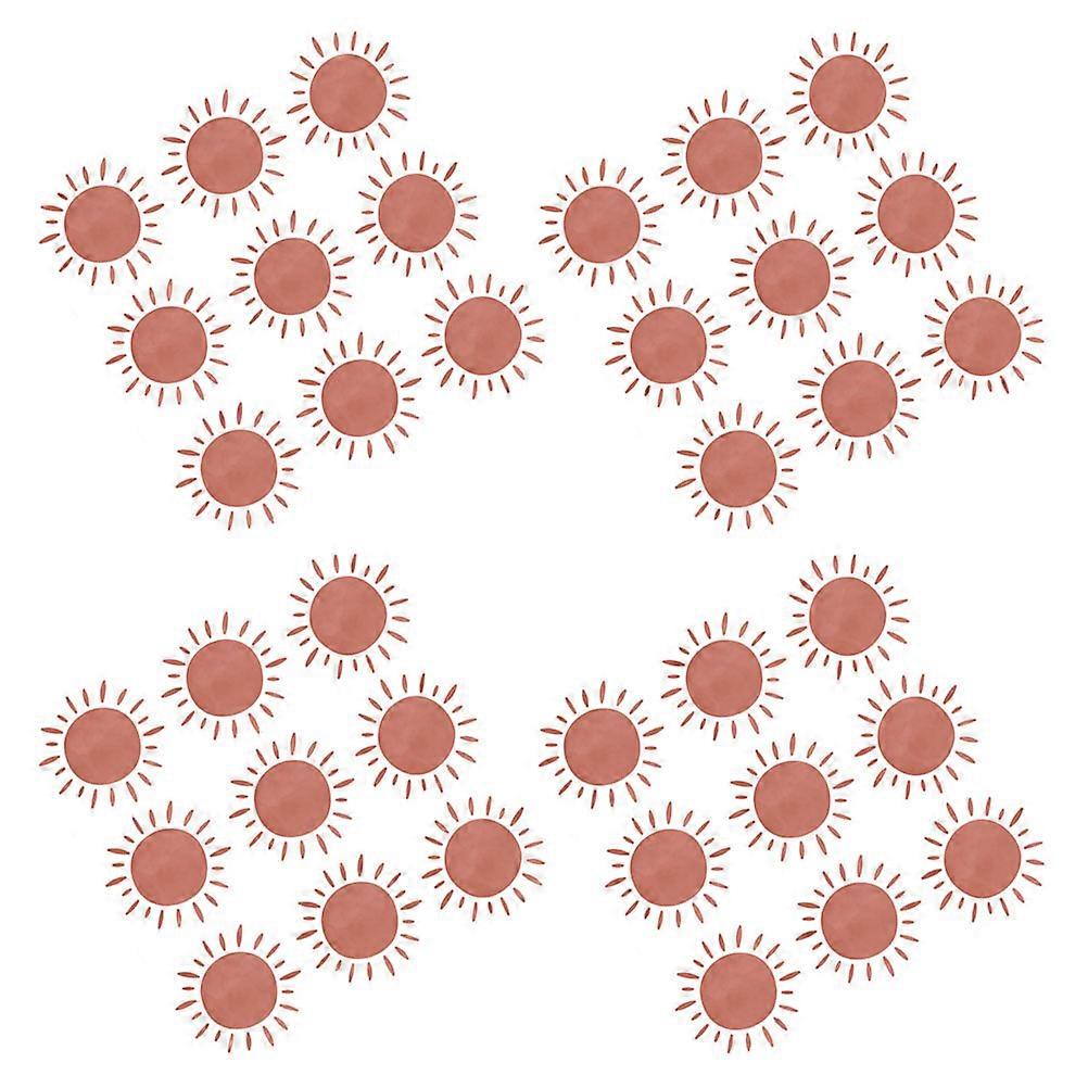 Wall Stickers Brown Bohemian Sun Pattern for Decor 8Pcs Set