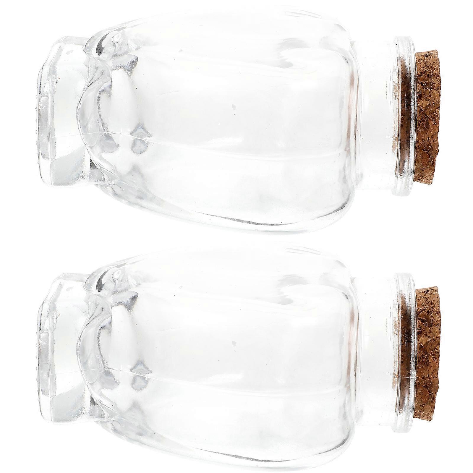 Clear Heart Shaped Glass Storage Bottle Wishing Jar For Desktop Use 10.5X8cm 2Pcs