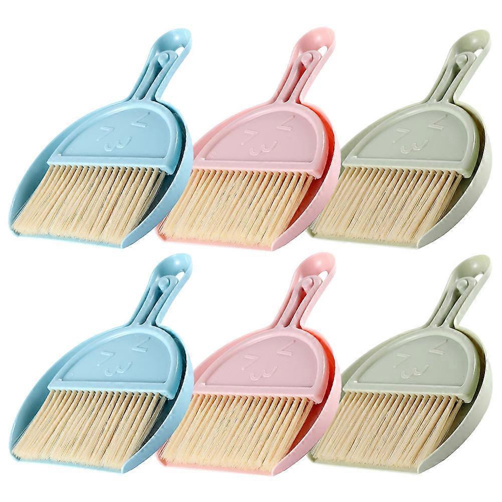 Mini Cleaning Brush and Dustpan Set for Desktop Use 6Sets Assorted Colors