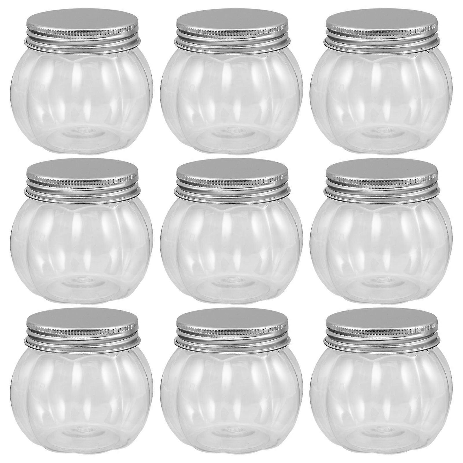 10Pcs Pumpkin Shaped Plastic Drink Bottles with Lid for Juice and Smoothies