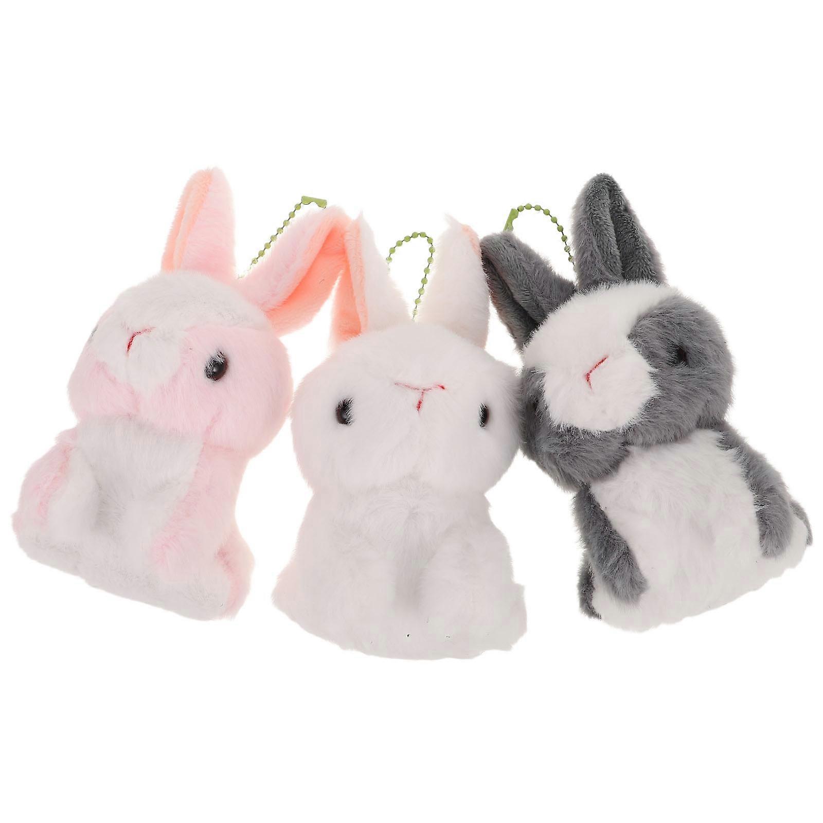 Cute Bunny Charm Keychain for Decoration 3Pcs Plush Bunny Keyring Accessories
