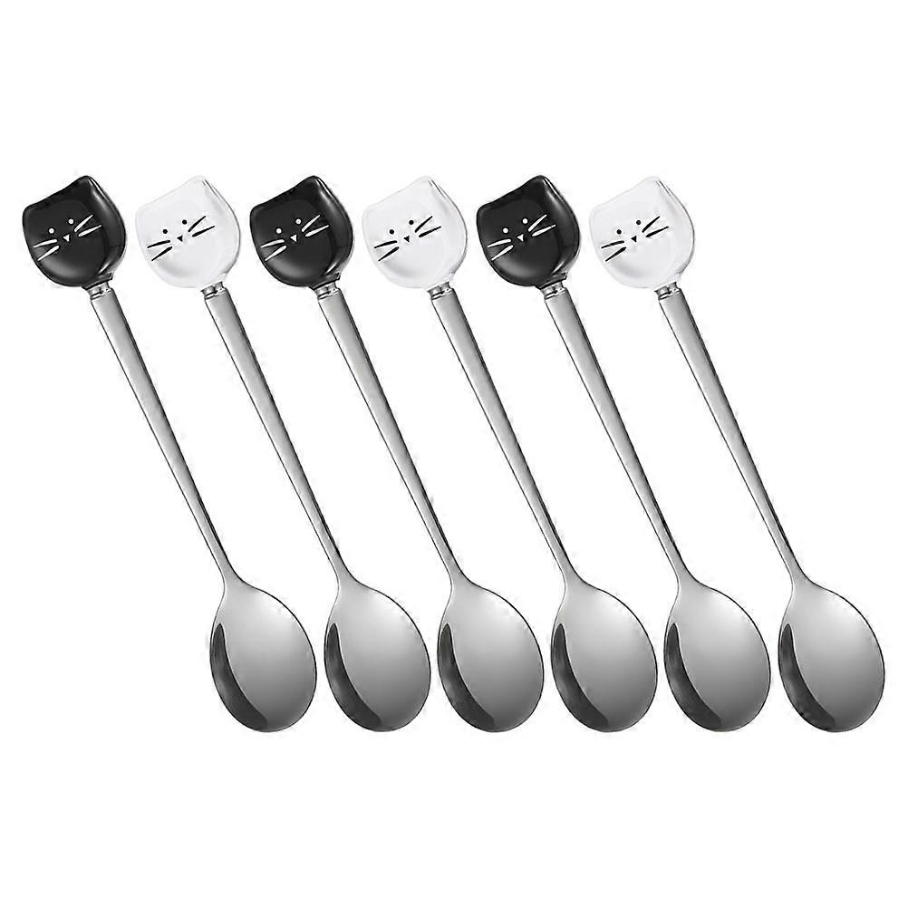 Cute Cat Coffee Spoon Ceramic and Stainless Steel for Stirring 24 Pieces