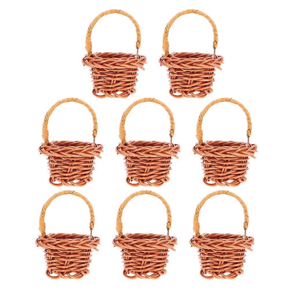 16Pcs Mini Woven Basket for Storage Coffee Handled Flower Basket