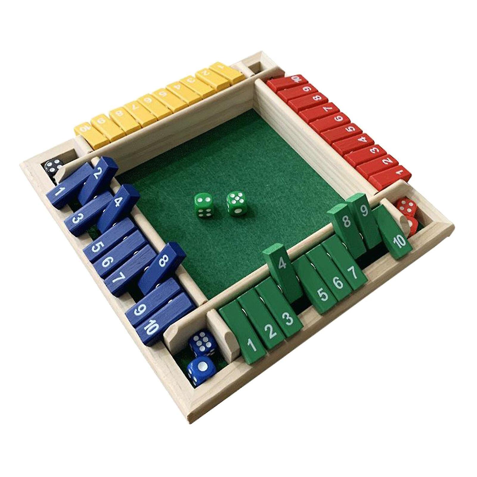 Wooden 4 Players Shut The Box Dice Game Tabletop And Pub Board Game