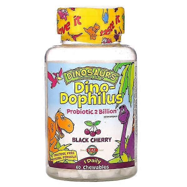 KAL, Dinosaurs, Dino-Dophilus, Black Cherry, 60 Chewables