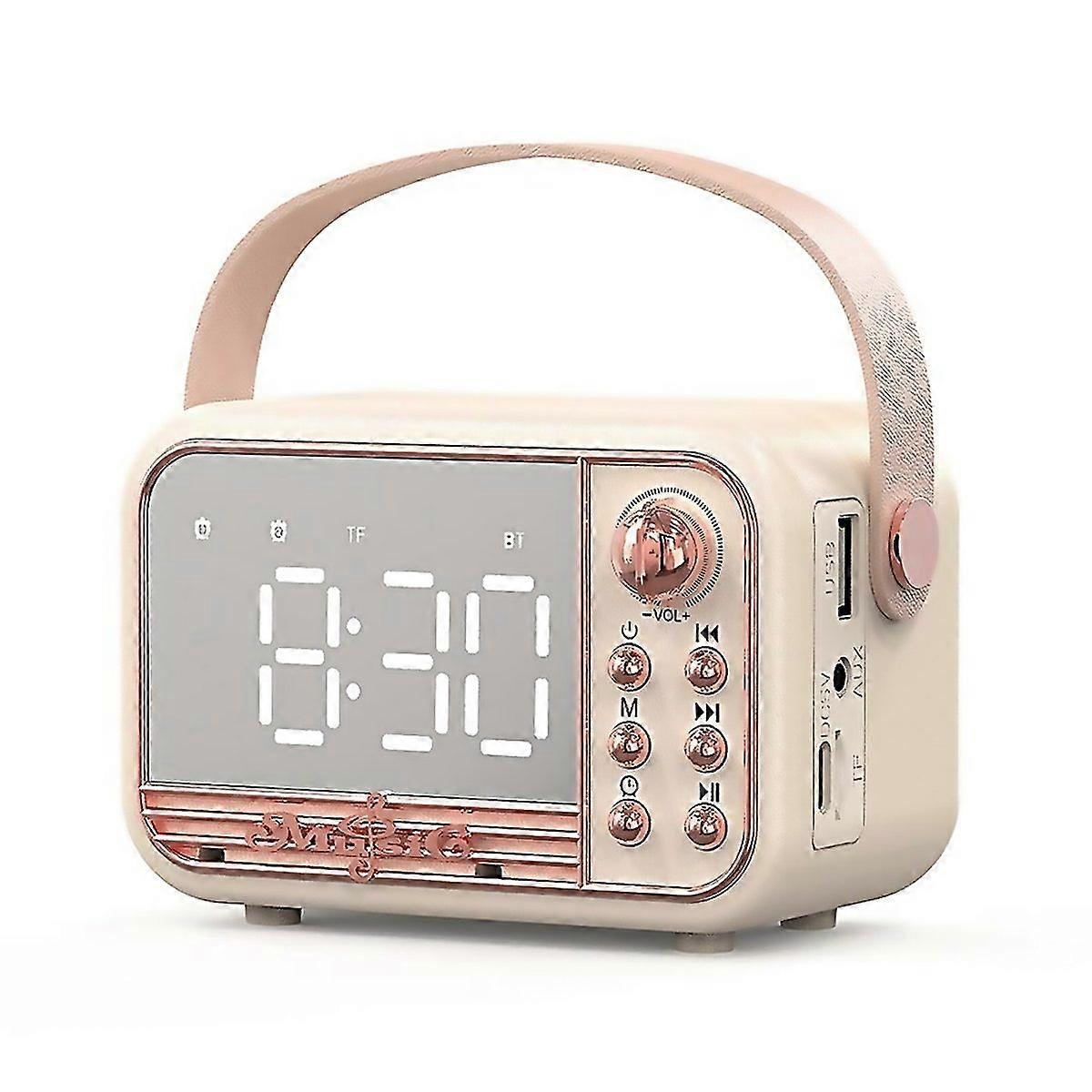 For S11 Handheld Retro Alarm Clock Bluetooth Speaker Desktop Portable Clock