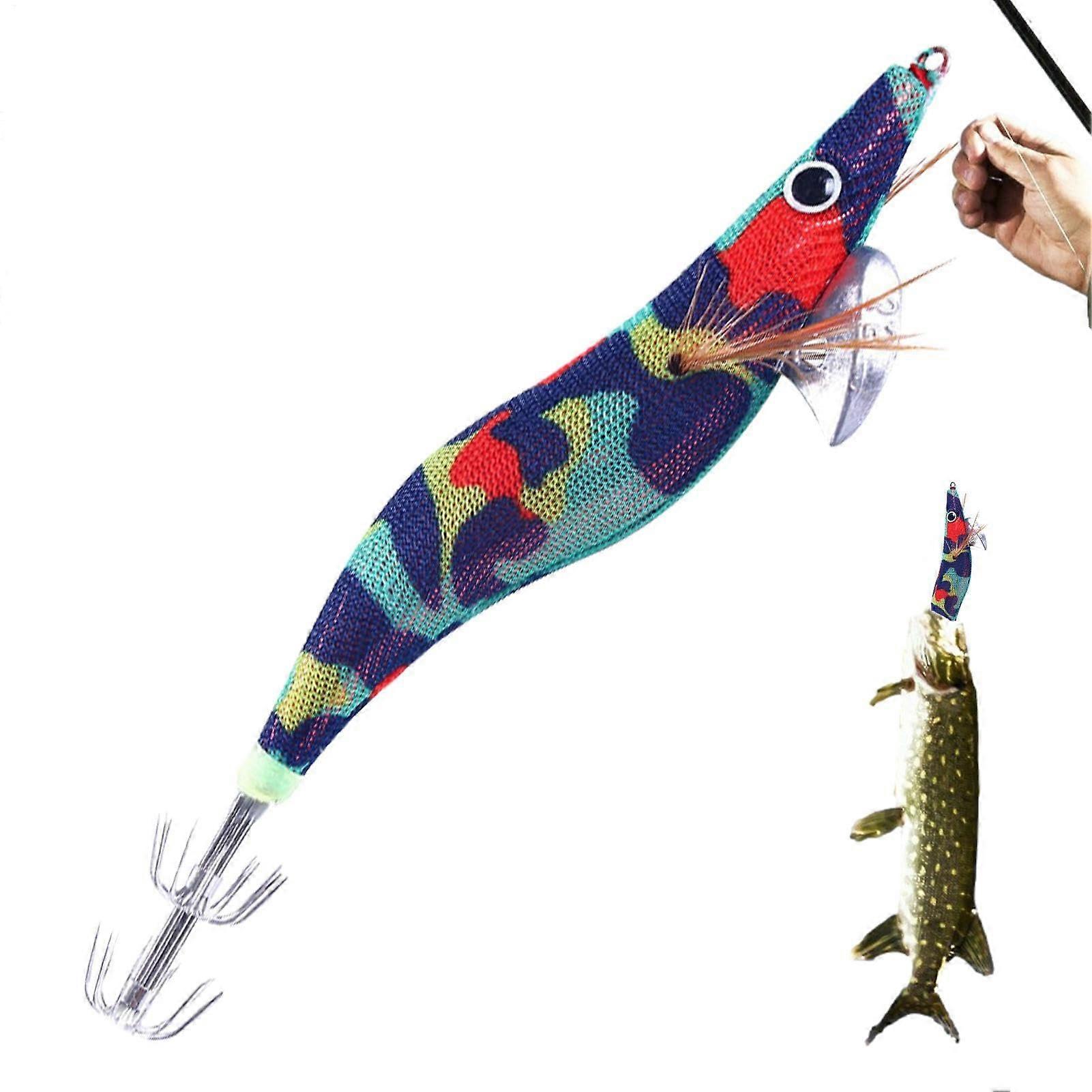 Saltwater Shrimp Lures Wood Shrimp Hook With Glow Effect Flexible Swimming Lure For Squid Bait Snakehead Snapper 4Inch