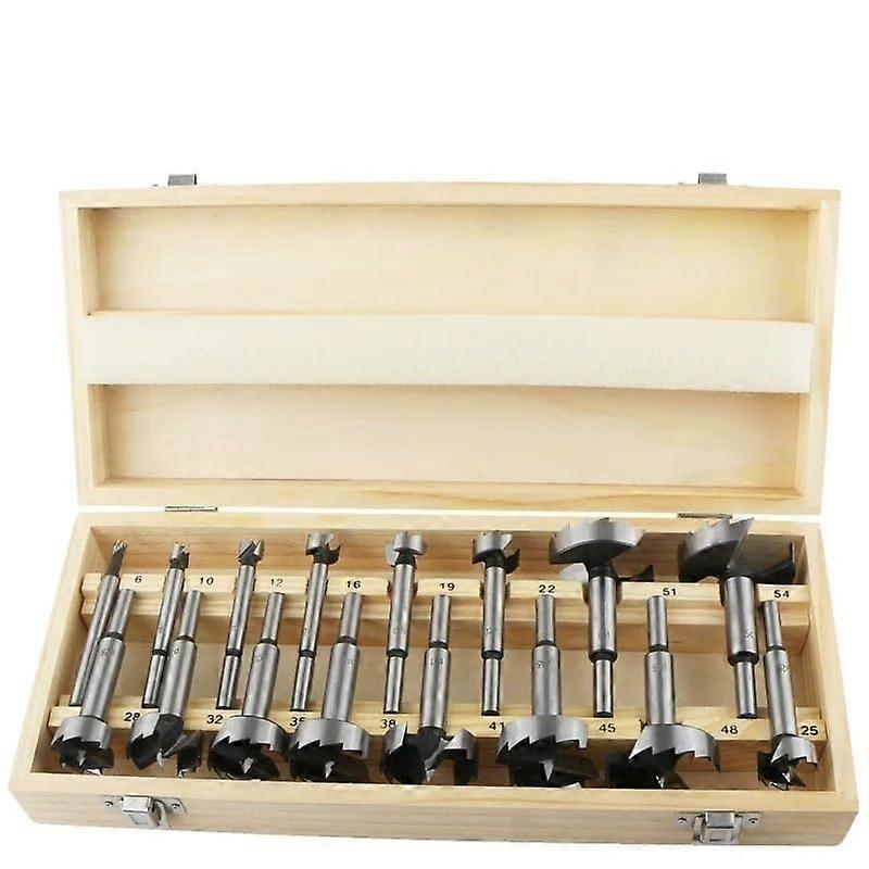 Forstner Drill Bit Set 16Piece, 654mm, Carbon Steel, MultiTooth, SelfCentering Woodworking Bits for Hinge Bores