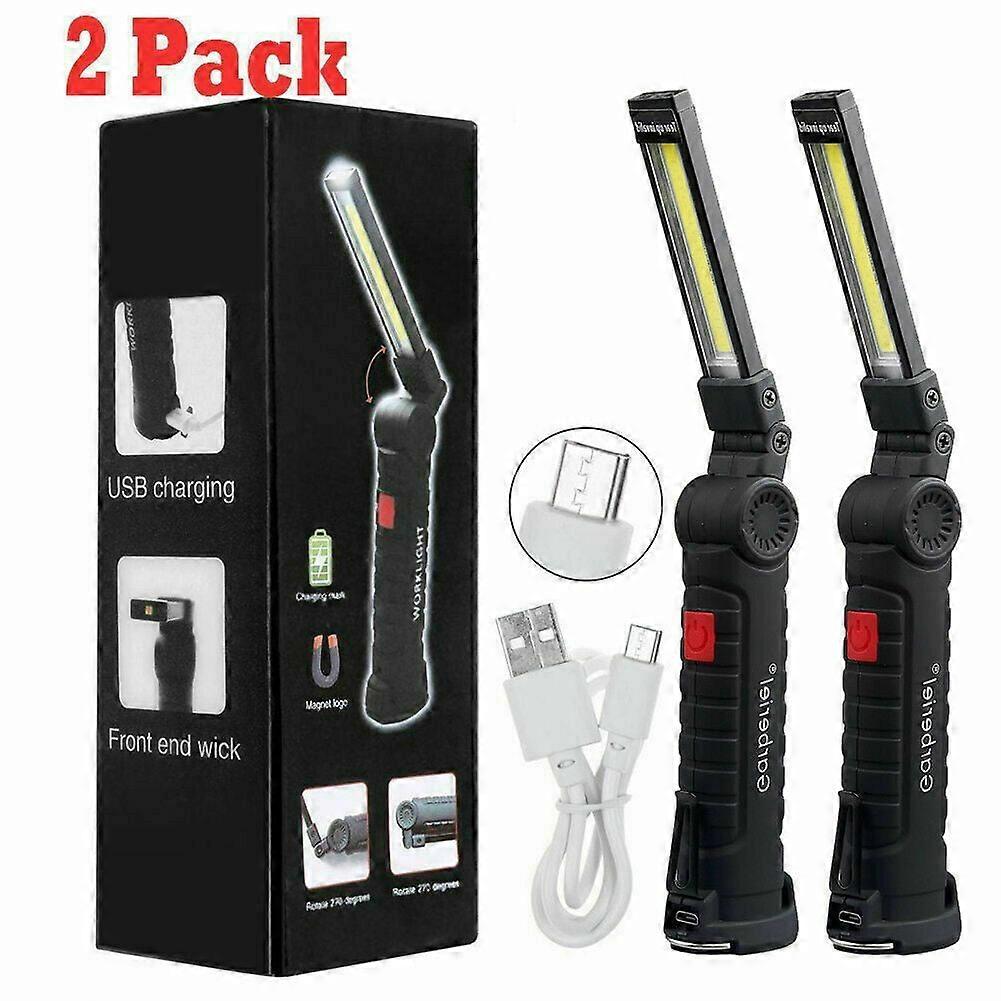 Magnetic Rechargeable COB LED RED Work Light Lamp Flashlight Folding Torch