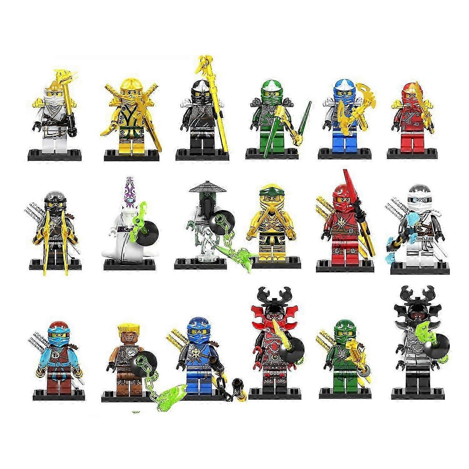 Set Of 18 Pcs Ninjago Mini Figures Kai Jay Sensei Wu Master Building Blocks Toys