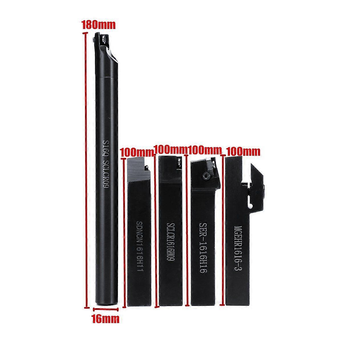 5Pcs 16mm Lathe Turning Tool Holder Boring Bar Lathe Cutting Tool Set