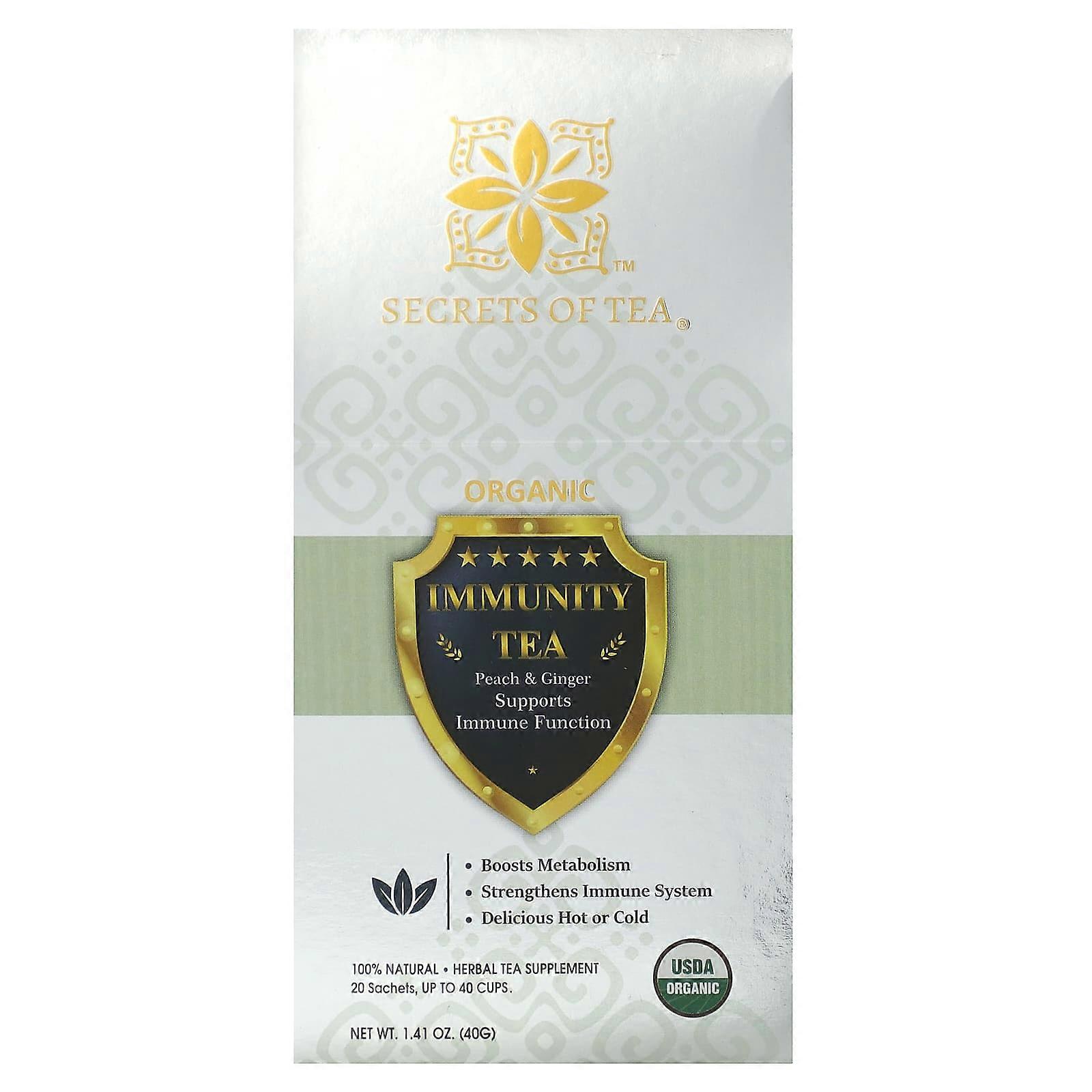 Organic Immunity Tea, Peach & Ginger, 20 Sachets, 1.41 oz (40 g)