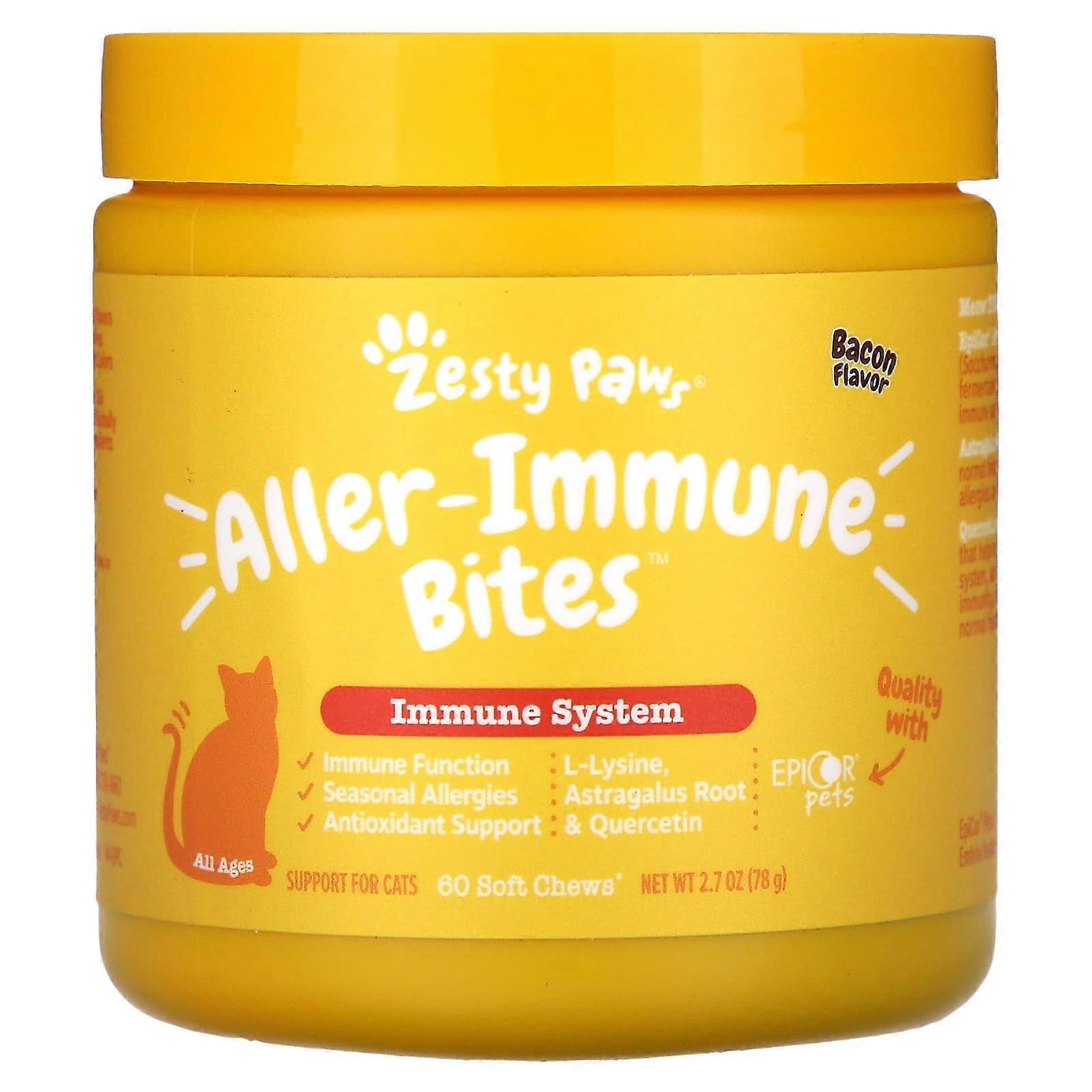 Aller-Immune Bites, Immune System, For Cats, All Ages, Bacon, 60 Soft Chews, 2.7 oz (78 g)